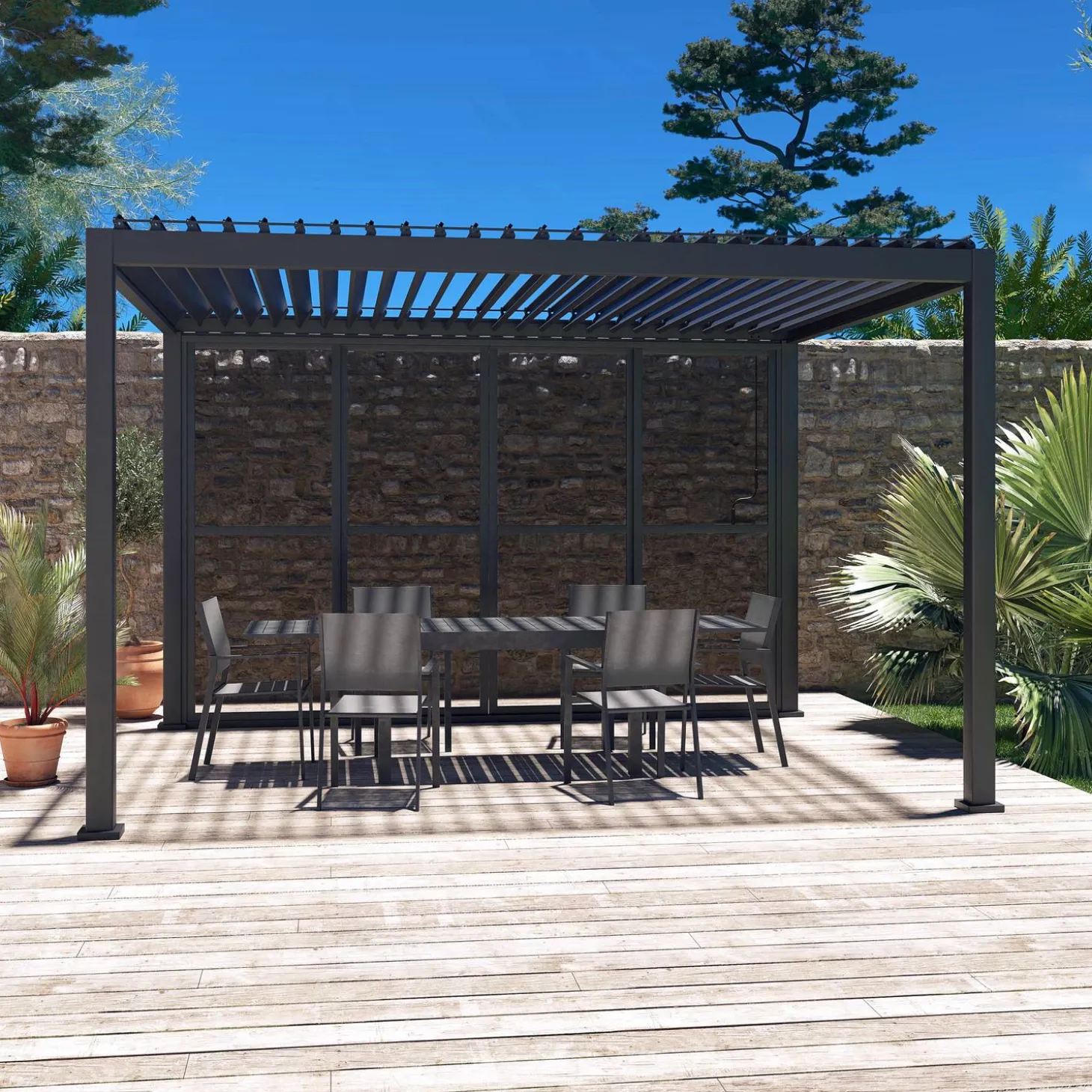 Porta de correr em vidro de policarbonato para a pérgola Triomphe, 4m