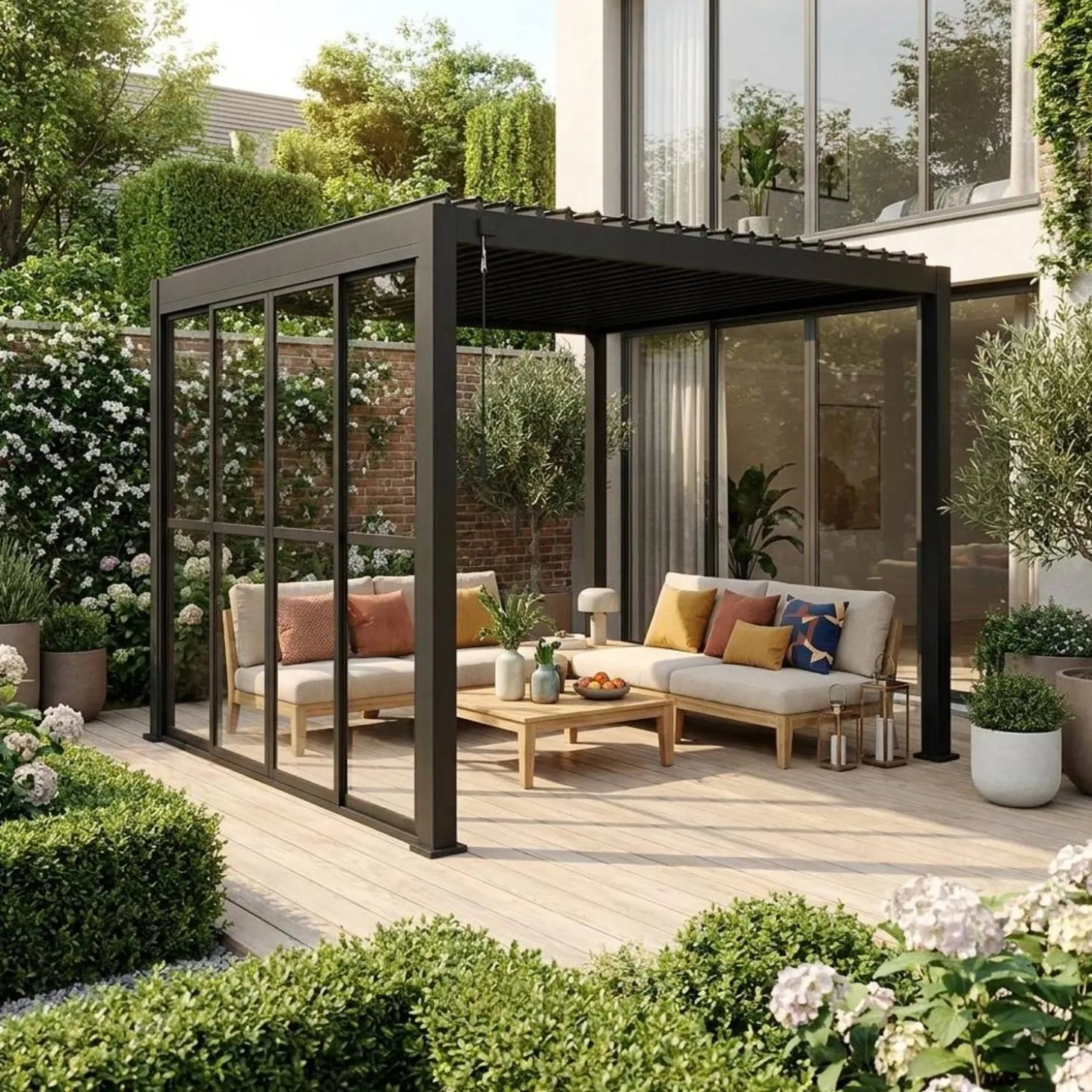 Portas de correr em vidro de policarbonato para a pérgola Triomphe, 3m
