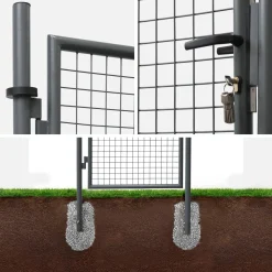 Portão de jardim metal com fechadura e maçaneta