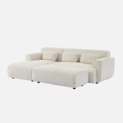 Pouf, apoio para os pés para sofá de canto boucle de 2 lugares