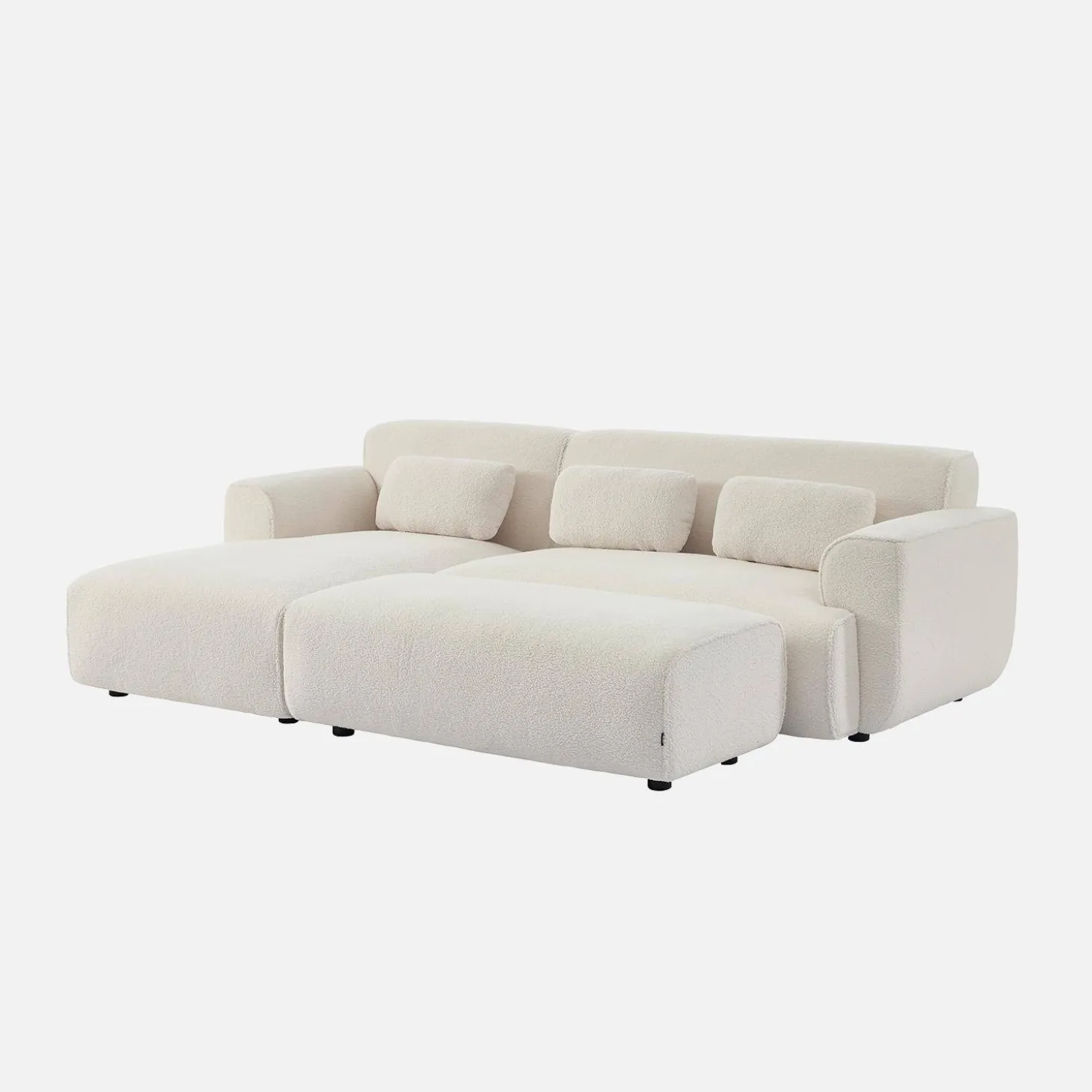 Pouf, apoio para os pés para sofá de canto boucle de 2 lugares