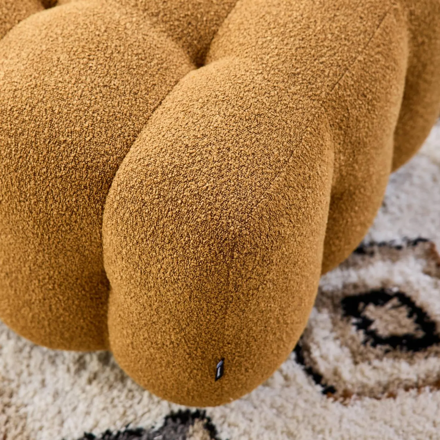 Pouf, banquinho boucle texturada para sofá 2 lugares