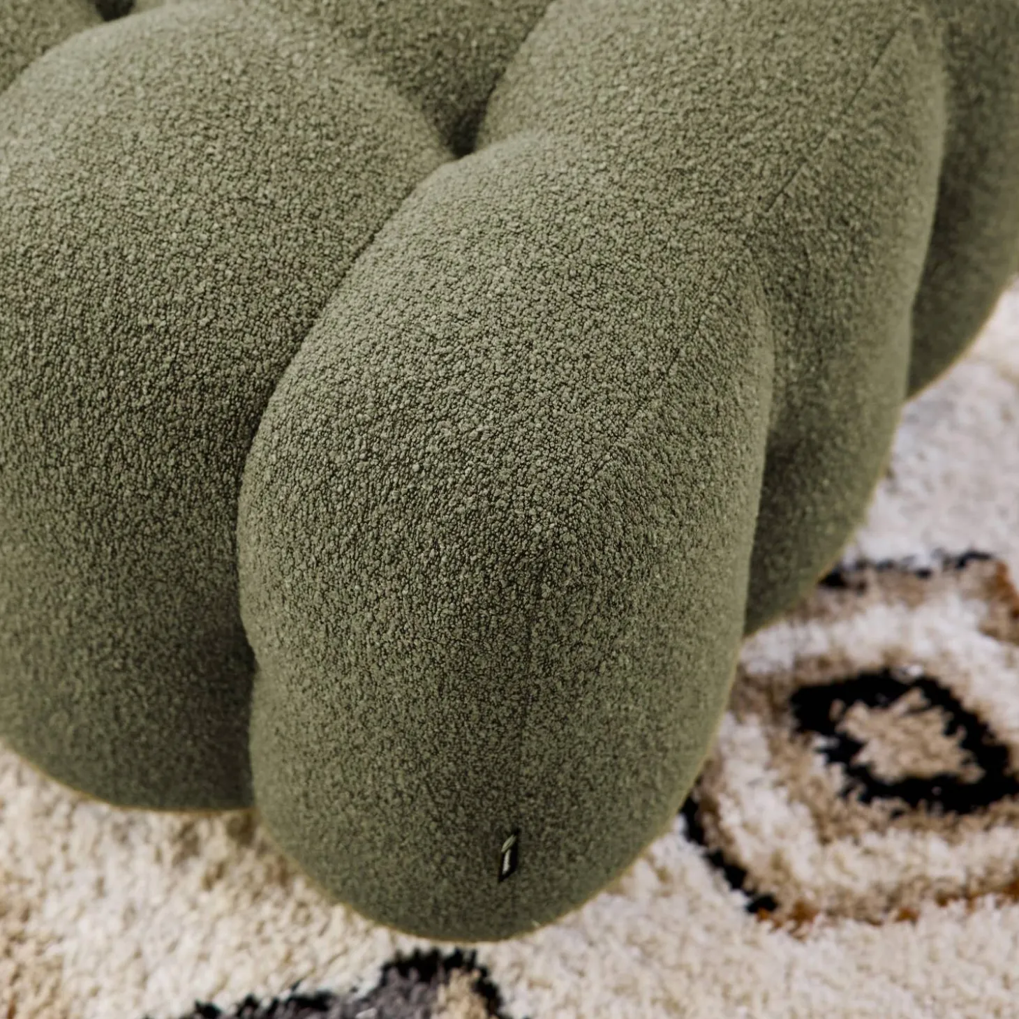 Pouf, banquinho boucle texturada para sofá 2 lugares