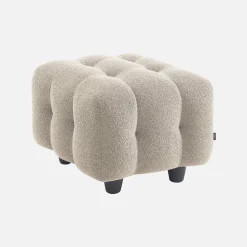 Pouf, banquinho boucle texturada para sofá 2 lugares