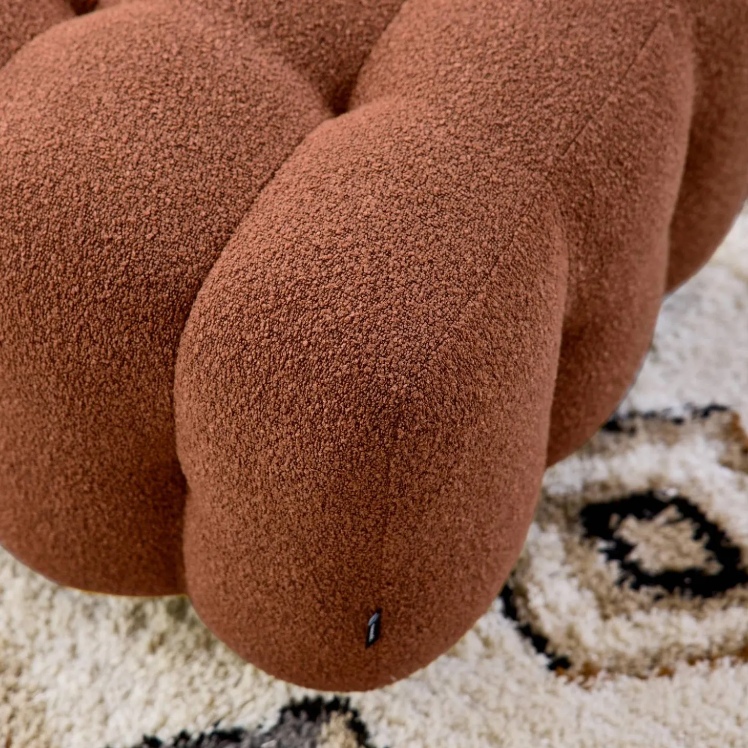 Pouf, banquinho boucle texturada para sofá 2 lugares