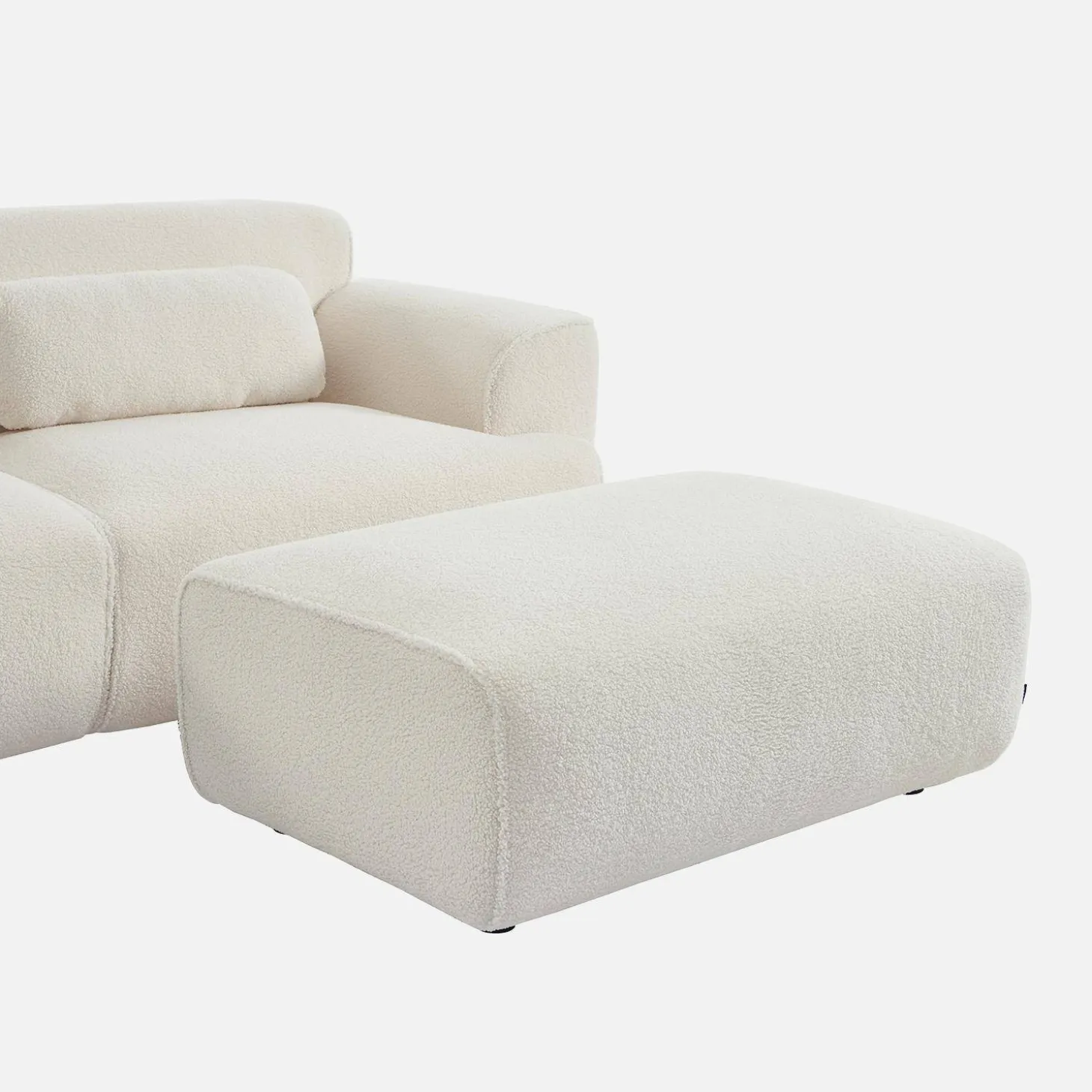 Pouf, descanso para os pés para sofá boucle de 3 lugares