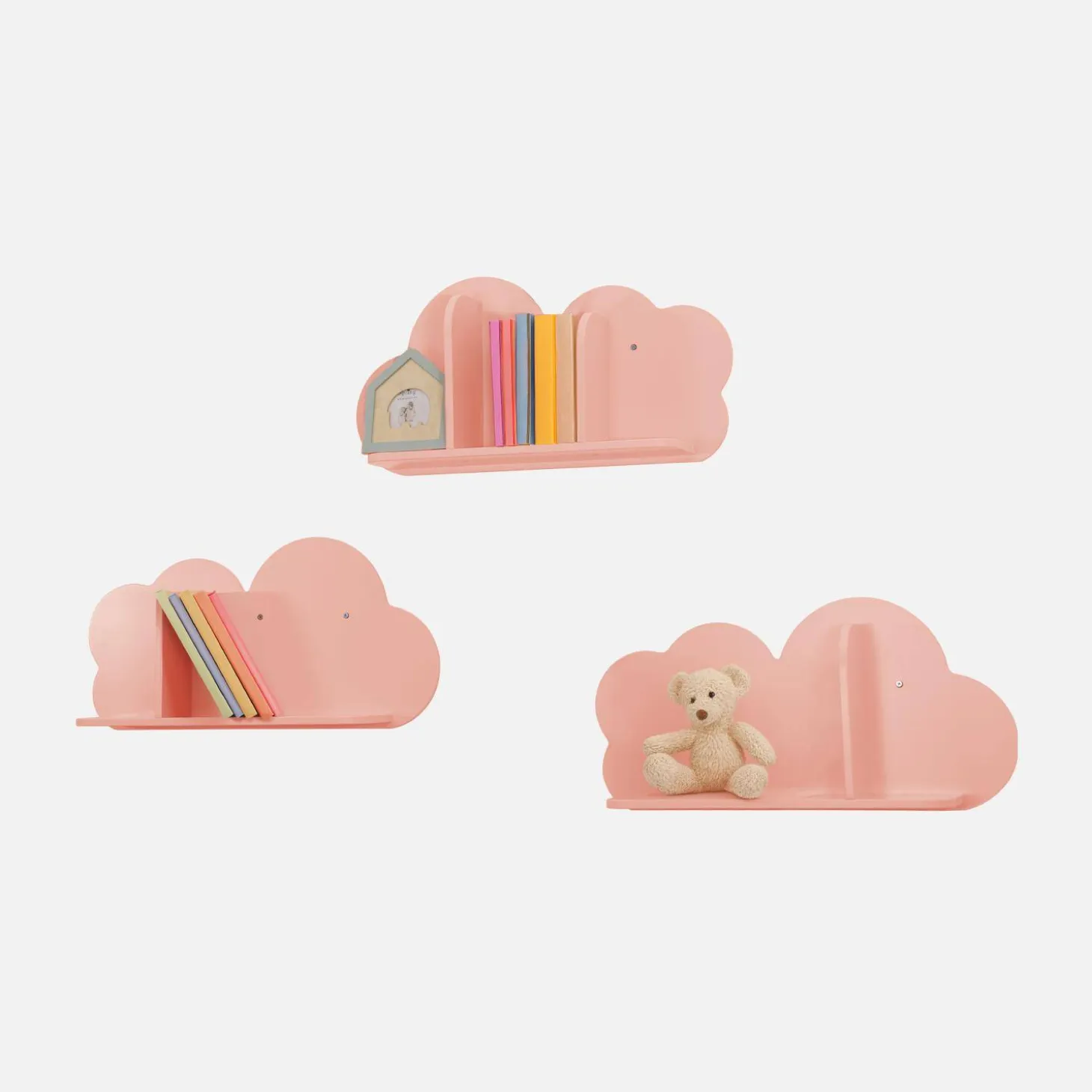 Prateleiras de parede em nuvem para quarto de criança, set de 3