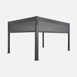 Pérgola bioclimática, alumínio e aço, 3x4m com estore 3m + estore 4m