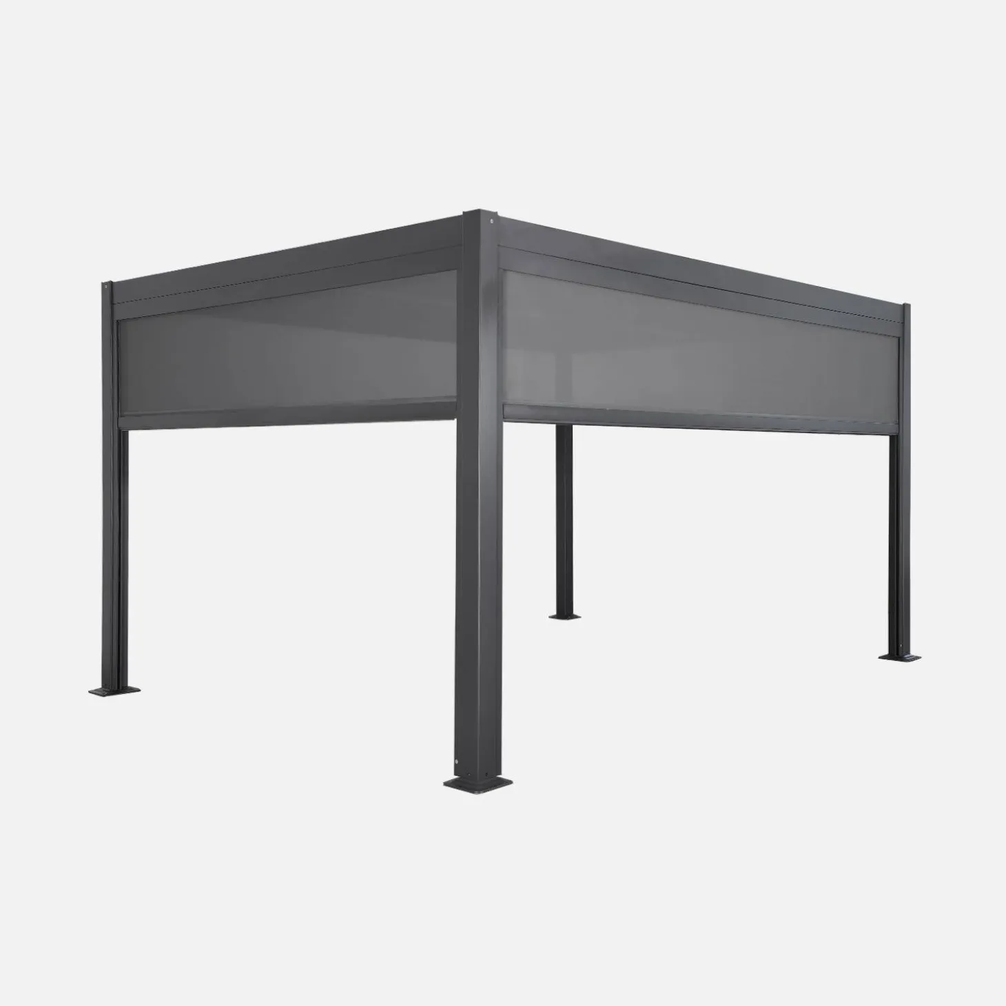 Pérgola bioclimática, alumínio e aço, 3x4m com estore 3m + estore 4m