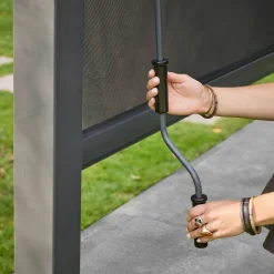 Pérgola bioclimática, alumínio e aço, 3x4m com estore 3m + estore 4m