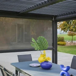 Pérgola bioclimática, alumínio e aço, 3x4m com estore 3m + estore 4m