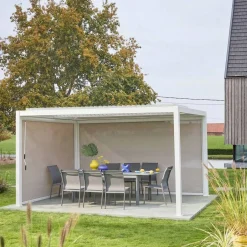 Pérgola bioclimática, alumínio e aço, 3x4m com estore 3m + estore 4m