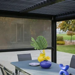 Pérgola bioclimática, alumínio e aço, 3x4m com estore 3m + estore 4m