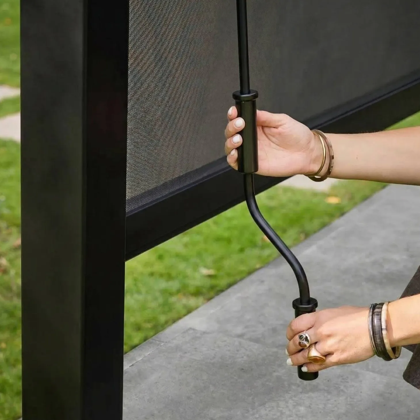 Pérgola bioclimática, alumínio e aço, 3x4m com estore 3m + estore 4m