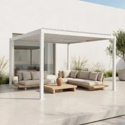 Pérgola bioclimática de alumínio e aço com lâminas ajustáveis 3,6x3,6m