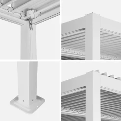 Pérgola bioclimática de alumínio e aço com lâminas ajustáveis 3,6x3,6m