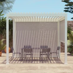 Pérgola bioclimática de alumínio 3x3m + 2 estores de 3m
