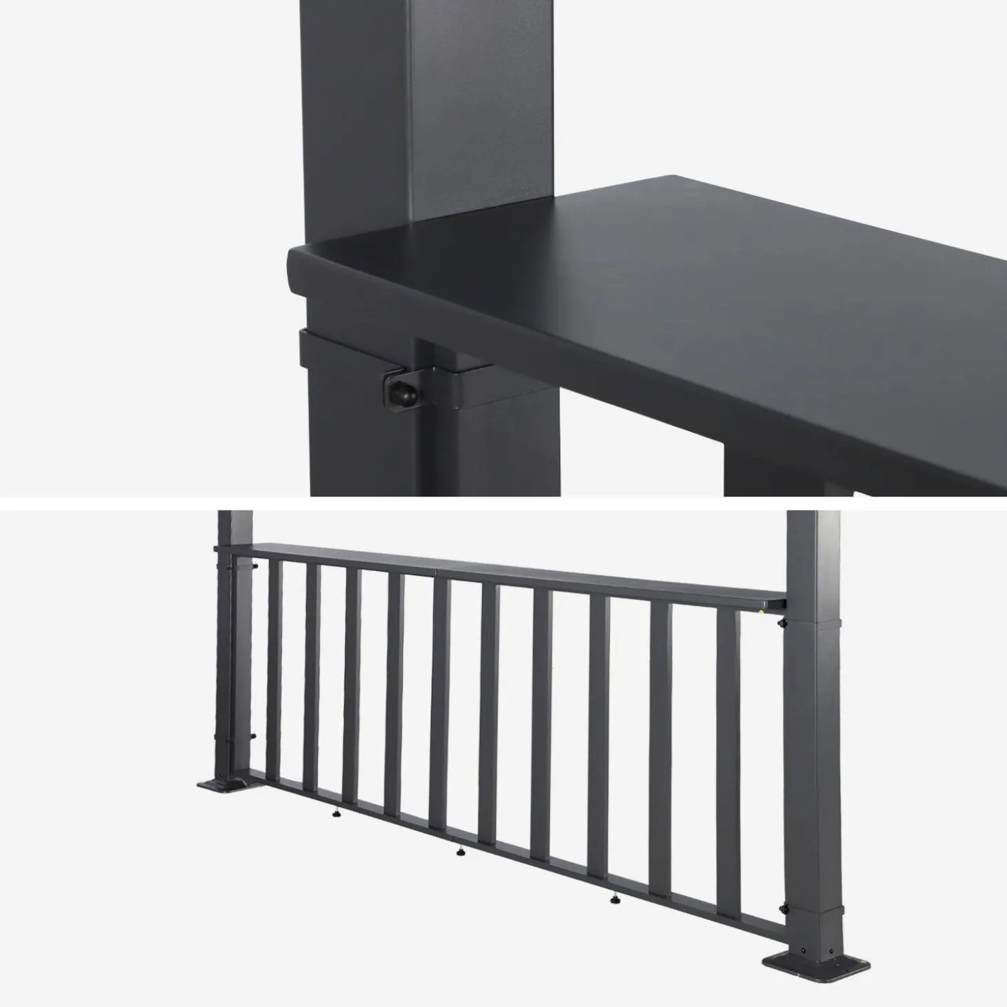 Pérgola bioclimática de alumínio e aço 3x3m + barra 3m