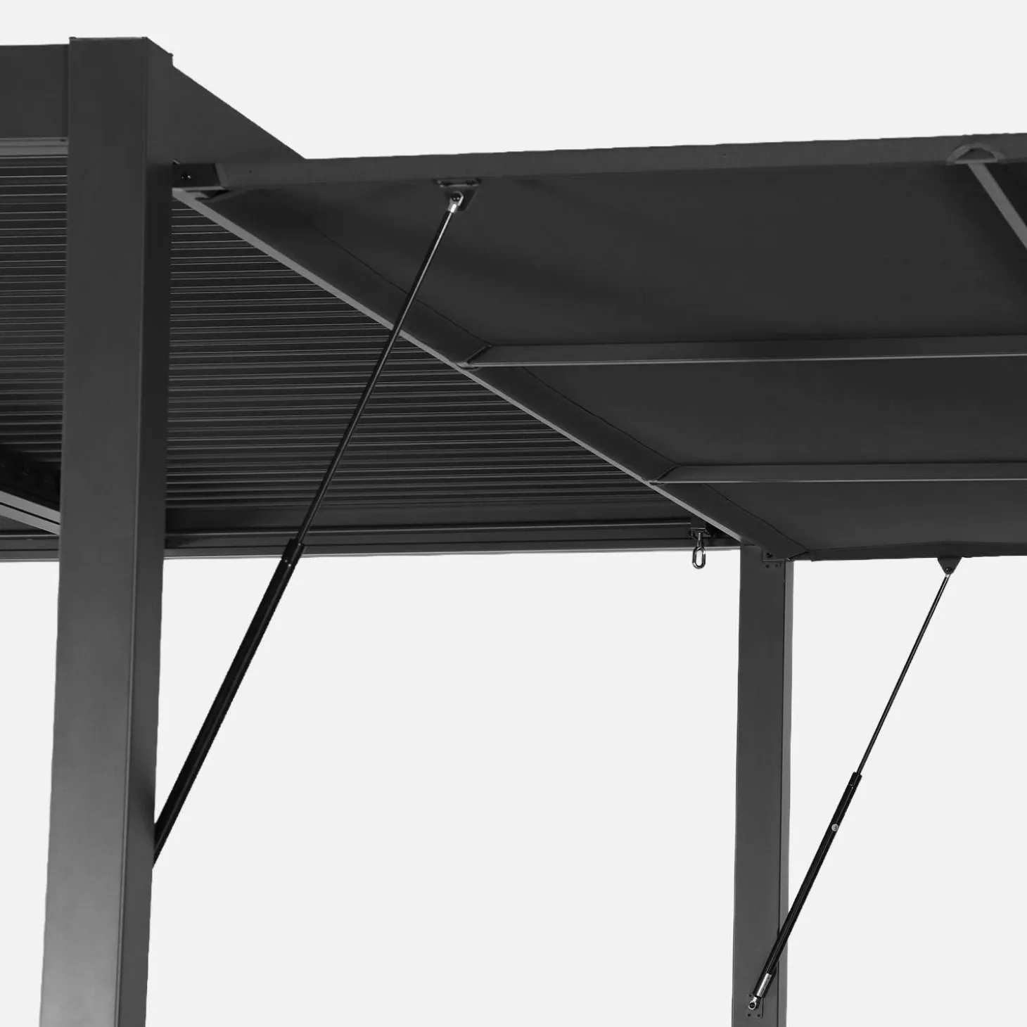 Pérgola bioclimática de alumínio e aço 3x4m + estore 4m