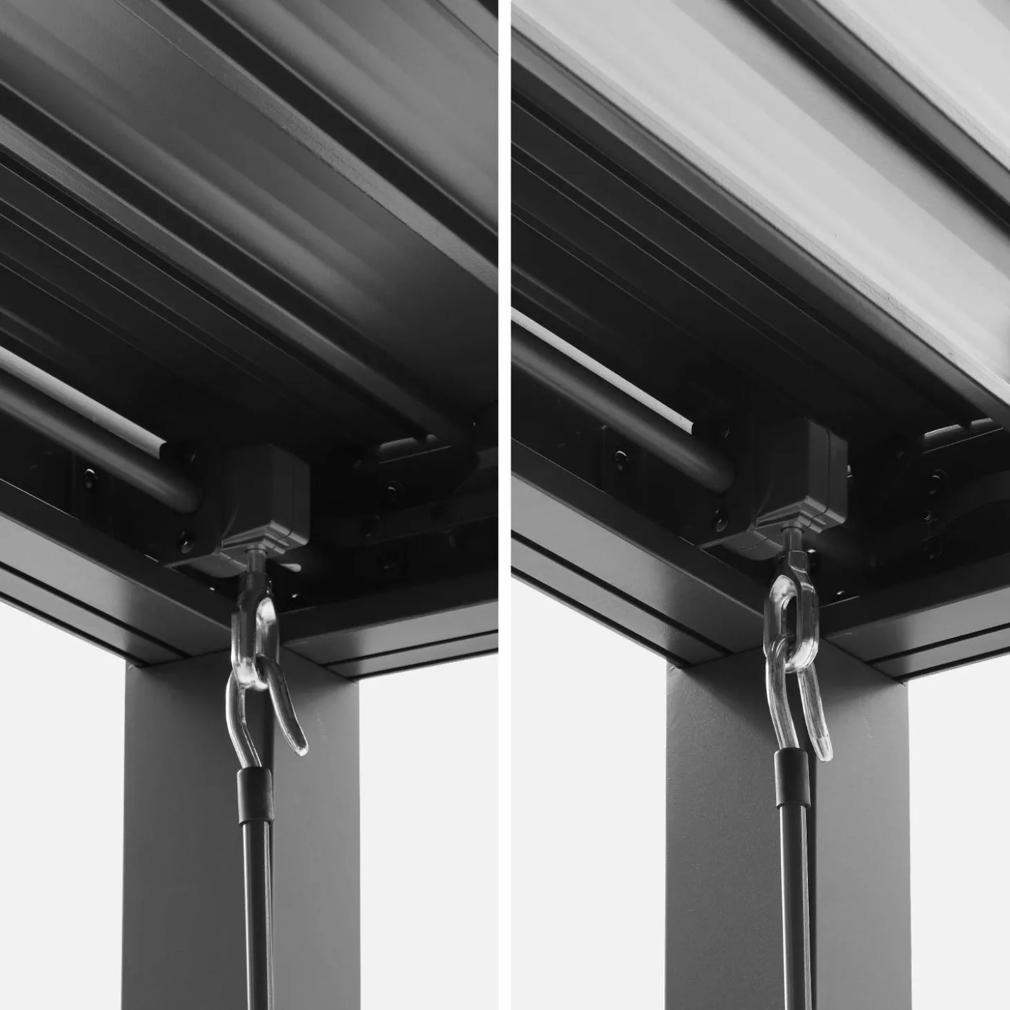 Pérgola bioclimática de alumínio e aço 3x4m + 3 persianas 1.3m