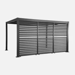 Pérgola bioclimática de alumínio e aço 3x4m + 3 persianas 1.3m