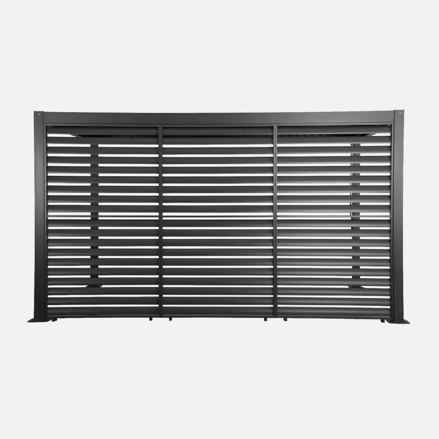 Pérgola bioclimática de alumínio e aço 3x4m + 3 persianas 1.3m