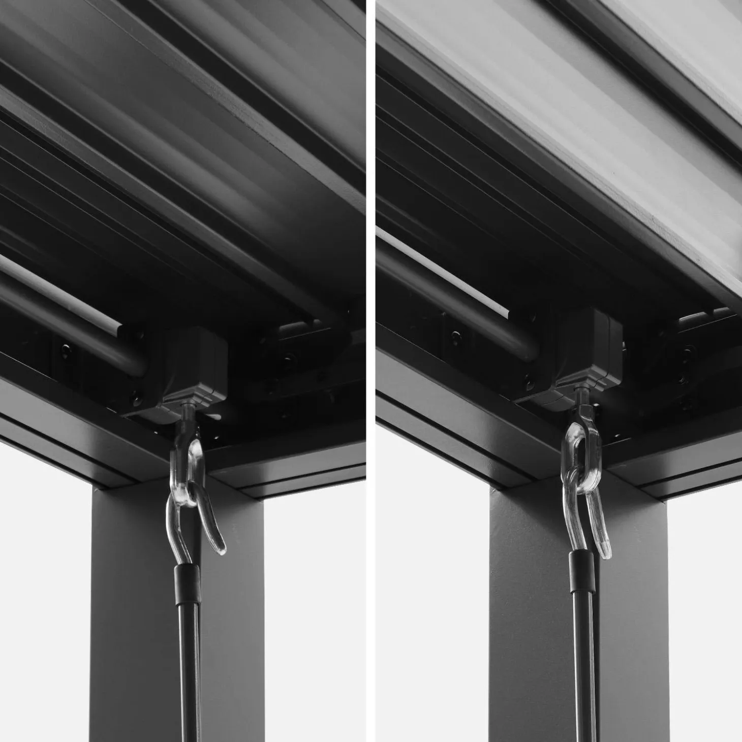 Pérgola bioclimática de alumínio e aço 3x4m + 3 persianas 100cm