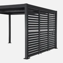 Pérgola bioclimática de alumínio e aço 3x4m + 3 persianas 100cm