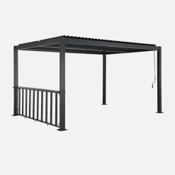 Pérgola bioclimática de alumínio e aço 3x4m + barra 3m