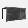 Pérgola bioclimática de alumínio e aço 3x4m + 3 persianas de 130cm com lâminas orientáveis