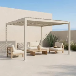 Pérgola bioclimática de alumínio e aço com lâminas ajustáveis 3,6x3,6m