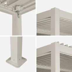 Pérgola bioclimática de alumínio e aço com lâminas ajustáveis 3,6x3,6m