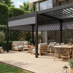 Pérgola bioclimática em alumínio 3x6m + 4 estores 3m