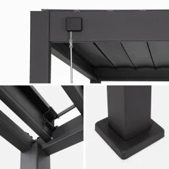 Pérgola bioclimática em alumínio 3x4 + 3 persianas de 1.3m