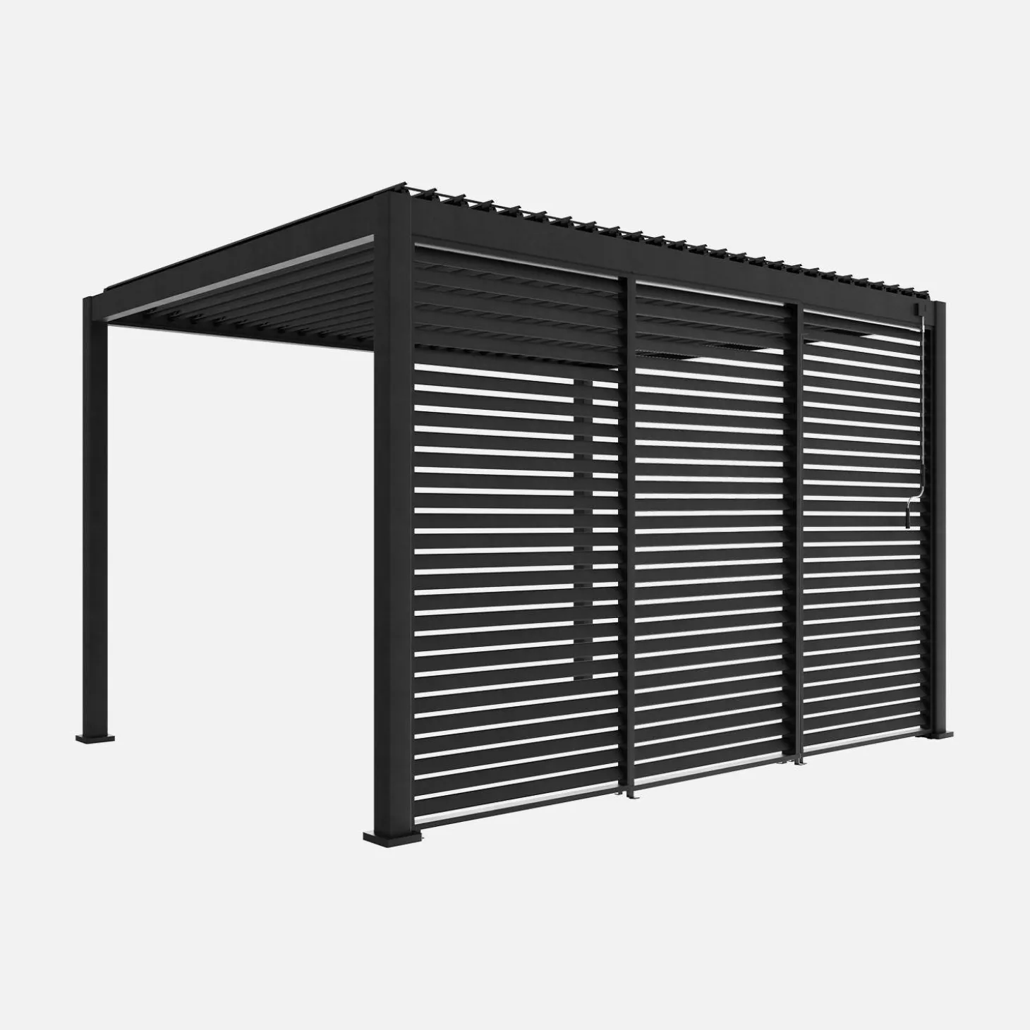 Pérgola bioclimática em alumínio 3x4 + 3 persianas de 1.3m