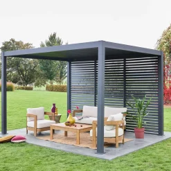 Pérgola bioclimática em alumínio 3x4 + 3 persianas de 1.3m