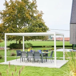 Pérgola bioclimática em alumínio e aço 3x4m com lâminas ajustáveis