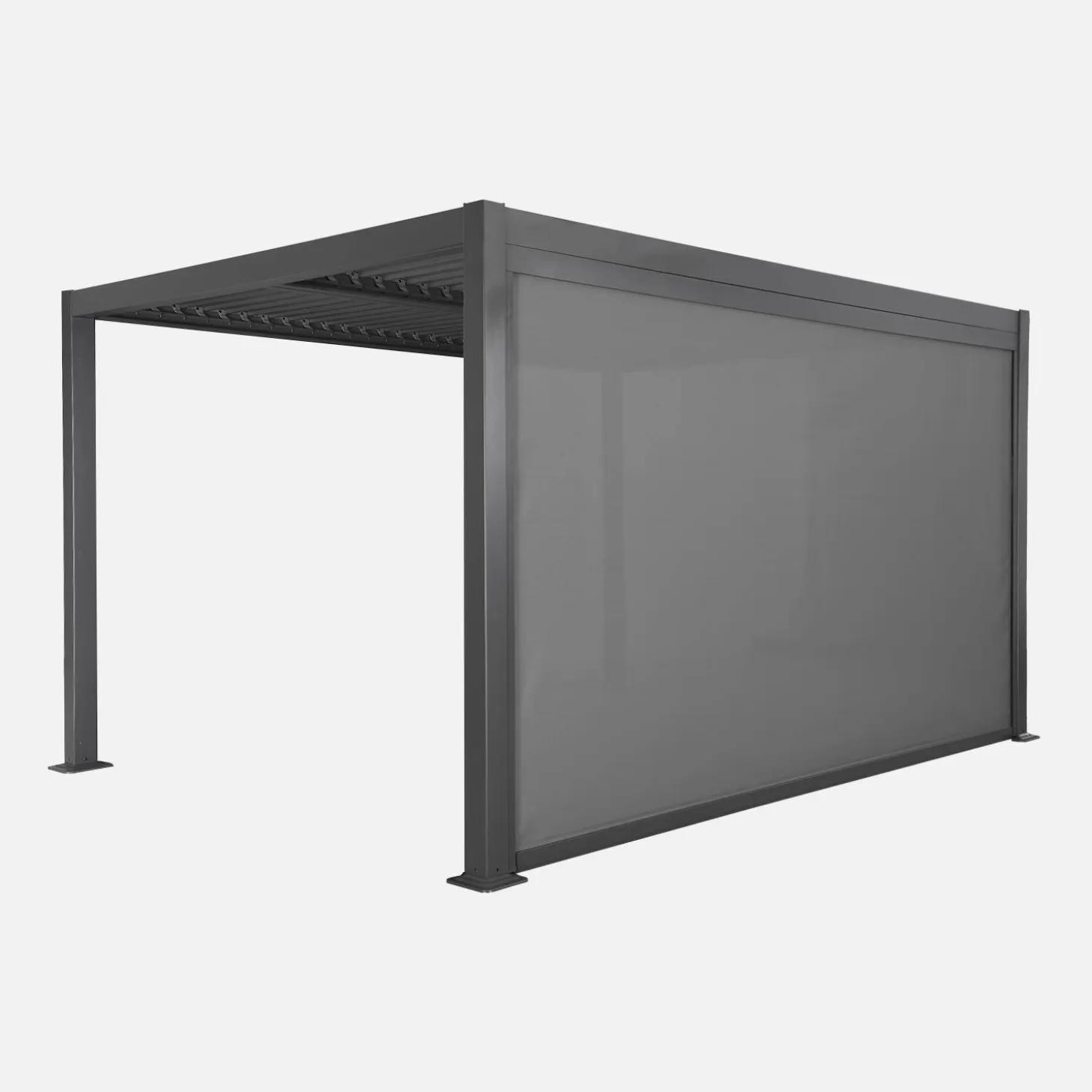 Pérgola bioclimática em alumínio e aço 3x4m + estore 4m