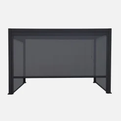 Pérgola bioclimática em alumínio 3x4m com 2 estores de 3m + 1 estore de 4m