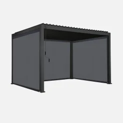 Pérgola bioclimática em alumínio 3x4m com 2 estores de 3m + 1 estore de 4m