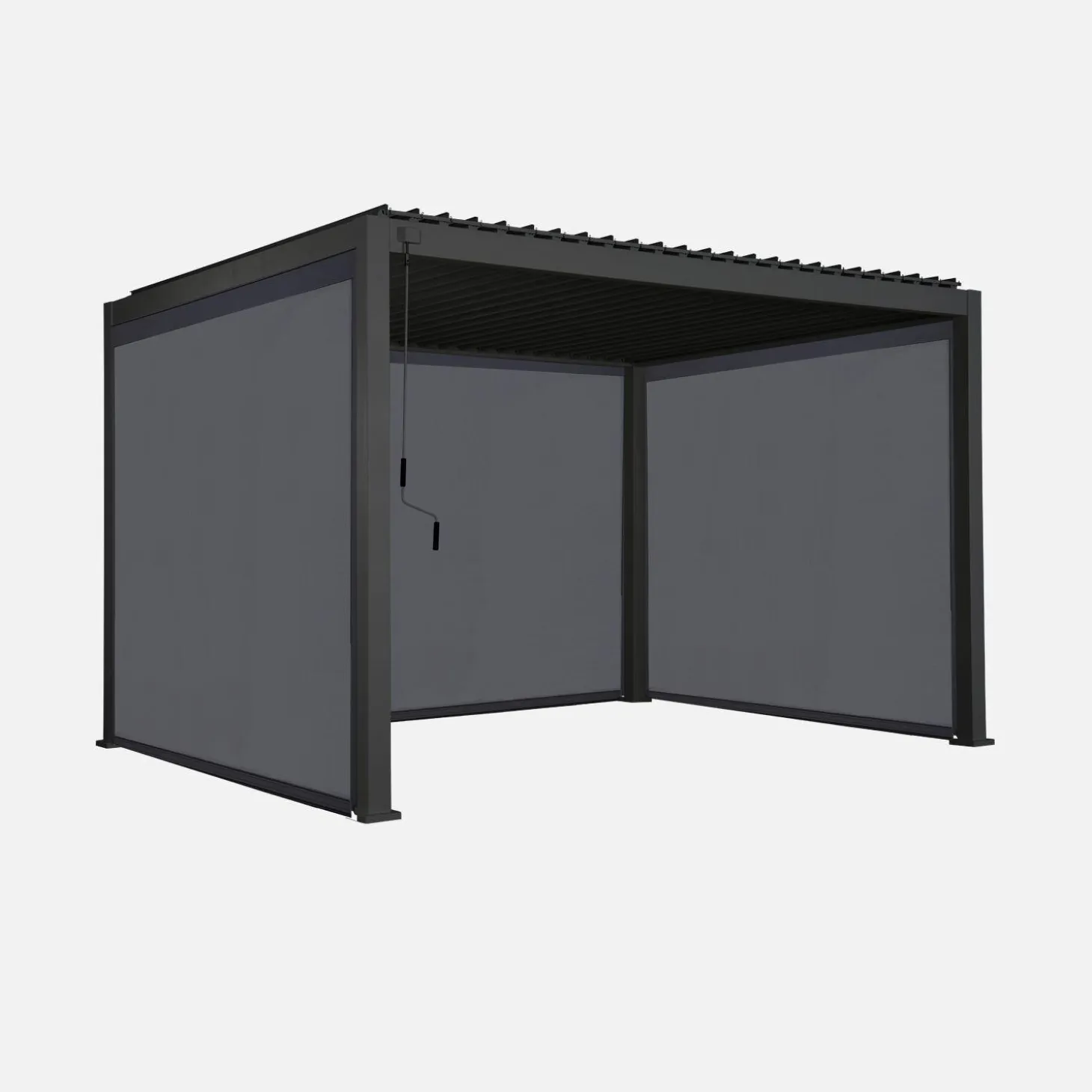 Pérgola bioclimática em alumínio 3x4m com 2 estores de 3m + 1 estore de 4m