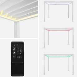 Pérgola bioclimática em alumínio 3x4m LED com estore 3m + estore 4m
