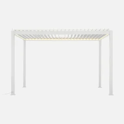 Pérgola bioclimática em alumínio 3x4m LED com estore 3m + estore 4m