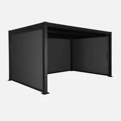 Pérgola bioclimática em alumínio e aço 3x4m com 2 estores 3m + 1 estore 4m
