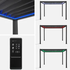 Pérgola bioclimática em alumínio 3x4m com iluminação LED + estore 4m