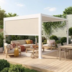 Pérgola bioclimática em alumínio 3x3m + 1 estore 3m