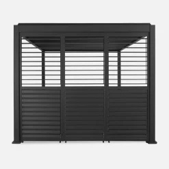 Pérgola bioclimática em alumínio 3x4m + 3 persianas horizontais 1m