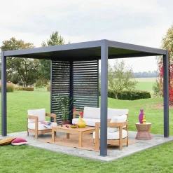 Pérgola bioclimática em alumínio 3x4m com 1 persiana 100cm + 1 persiana 130cm