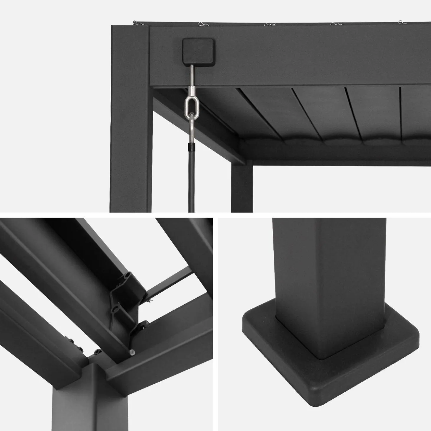 Pérgola bioclimática em alumínio 3x4m com 1 persiana 100cm + 1 persiana 130cm
