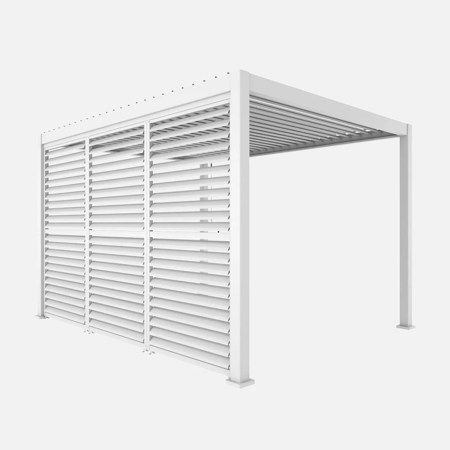 Pérgola bioclimática em alumínio 3x4 + 3 persianas de 1.3m